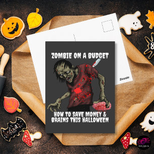 Carte Postale Drôle de Zombie Avec un Budget Halloween
