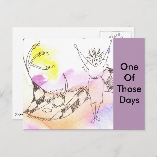 Carte Postale Drôle déesse Chat Gak 2 (Devant / Derrière)