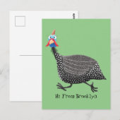 Carte Postale Drôle dessin animé d'oiseau de Guineafowl (Devant / Derrière)