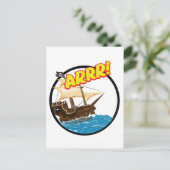 Carte Postale Drôle dessin animé Navire pirate (Debout devant)
