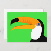 Carte Postale Drôle dessin animé Toucan oiseau sourire (Devant / Derrière)