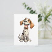 Carte Postale Drôle dessin Beagle (Debout devant)