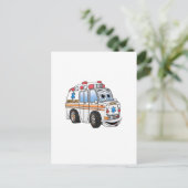 Carte Postale Drôle dessin d'ambulance (Debout devant)