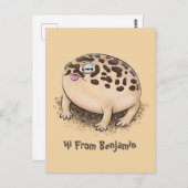 Carte Postale Drôle dessin de grenouille à pluie dans le désert (Devant / Derrière)