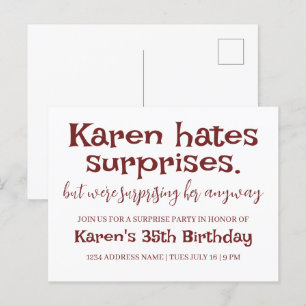 Carte Postale Drôle déteste les surprises Fête Moderne Ajouter d