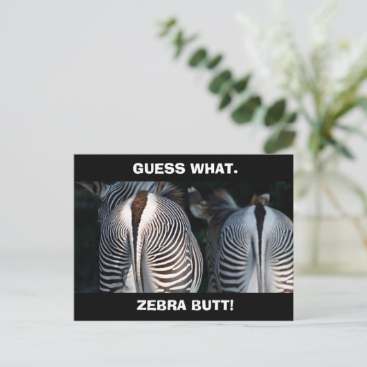 Carte Postale Drôle Devinez Quelle Faune De Zebra Butt (Debout devant)