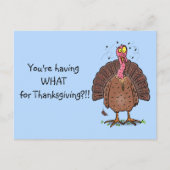 Carte Postale Drôle dinde d'action de grâces brune avec dessin d (Devant)
