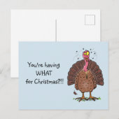 Carte Postale Drôle dinde marron de la ferme avec des mouches de (Devant / Derrière)