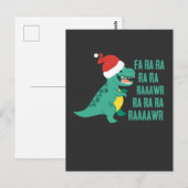 Carte Postale Drôle Dinosaur Fa Rawr Rawr Noël TRex xmas (Devant / Derrière)