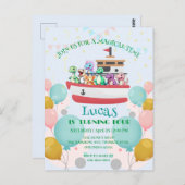 Carte Postale Drôle dinosaure Yacht fête d'anniversaire do-it-yo (Devant / Derrière)