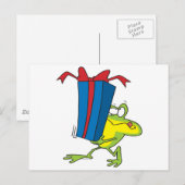 Carte Postale drôle donner présent dessin animé animal grenouill (Devant / Derrière)