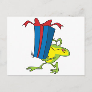 Carte Postale drôle donner présent dessin animé animal grenouill
