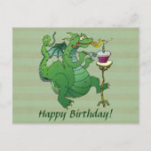 Carte Postale Drôle dragon soufflant bougies d'anniversaire (Devant)