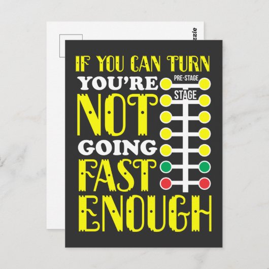 Carte Postale Drôle Dragster Driver Race Car Enthousiaste (Devant / Derrière)