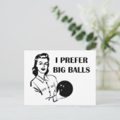 Carte Postale Drôle Drôle Dames Bowling Je Préfère Big Balls (Debout devant)