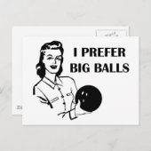 Carte Postale Drôle Drôle Dames Bowling Je Préfère Big Balls (Devant / Derrière)