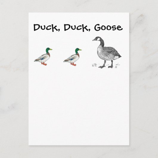 Carte Postale Drôle Duck Duck Goose Caricature, Jeu pour enfants (Devant)