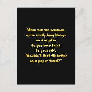 Carte Postale Drôle Ecrire sur une blague Napkin
