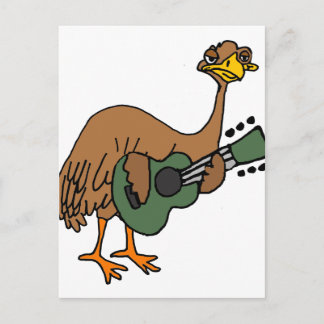 Carte Postale Drôle Emu Bird Jouer de la guitare Cartoon