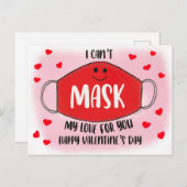 Carte Postale Drôle en classe Valentines Masque Distances social (Devant / Derrière)