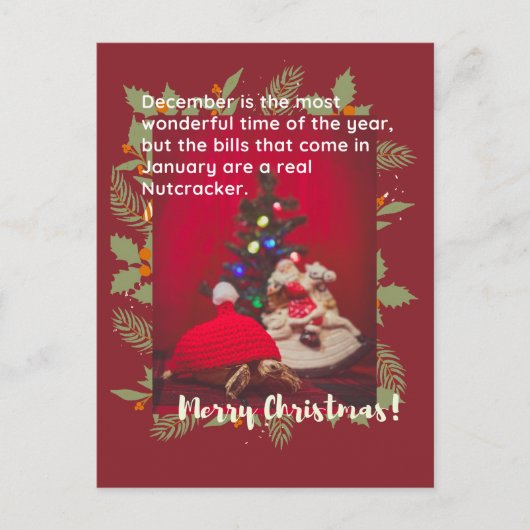 Carte Postale Drôle et mignon Joyeux Noël bébé Tortue Sulcata (Devant)