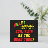 Carte Postale Drôle Evil Twin T-shirts cadeaux (Debout devant)