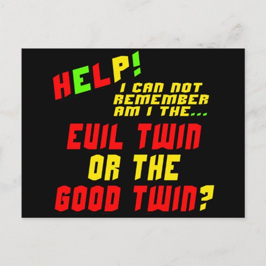Carte Postale Drôle Evil Twin T-shirts cadeaux (Devant)