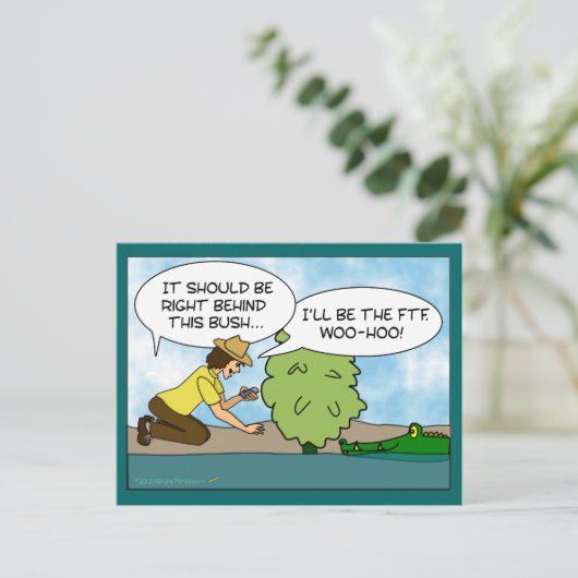 Carte Postale Drôle Extreme Cache Geocaching Cartoon Personnalis (Debout devant)