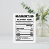 Carte postale drôle faits nutritionnels grand-mère (Debout devant)