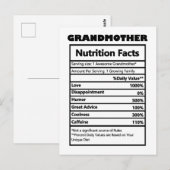 Carte postale drôle faits nutritionnels grand-mère (Devant / Derrière)