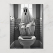 Carte Postale Drôle fantôme assis dans les toilettes (Devant)