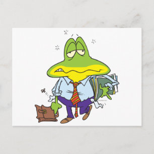 Carte Postale drôle fatigué fatigué travail homme grenouille