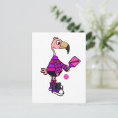 Carte Postale Drôle Flamant rose rose Jouer Pickleball Cartoon (Debout devant)