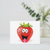 Carte Postale Drôle Fraise Visage Sticking Out Tongue (Debout devant)
