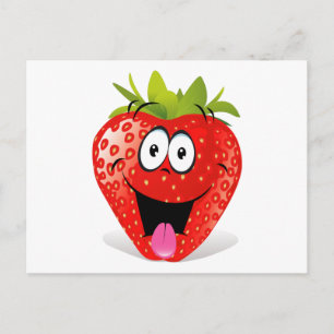 Carte Postale Drôle Fraise Visage Sticking Out Tongue