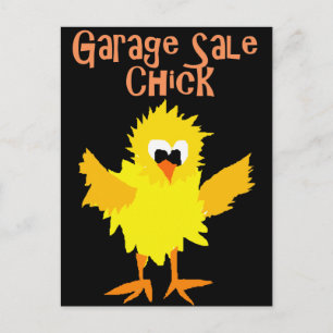 Carte Postale Drôle Garage Vente Chick Cartoon