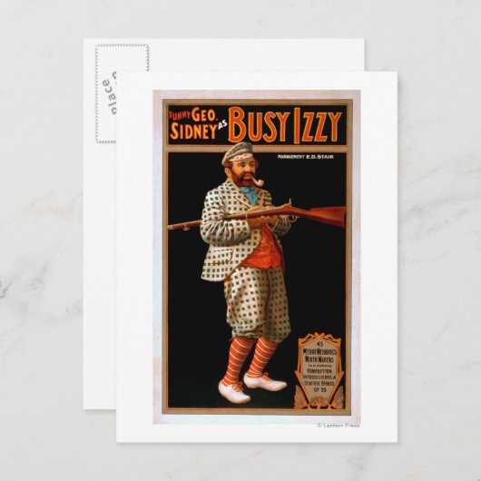 Carte Postale Drôle Geo. Sidney comme Occupé Izzy Theatre Poster (Devant / Derrière)