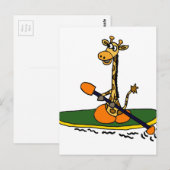 Carte Postale Drôle Giraffe à Kayak (Devant / Derrière)