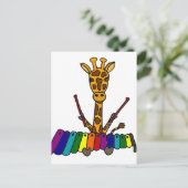 Carte Postale Drôle Giraffe Jouer Xylophone Cartoon (Debout devant)
