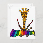 Carte Postale Drôle Giraffe Jouer Xylophone Cartoon (Devant / Derrière)