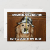 Carte Postale Drôle Golden Retriever Mustache You a question (Devant / Derrière)