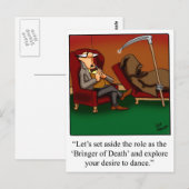 Carte Postale Drôle Grim Reaper Dance Cartoon (Devant / Derrière)