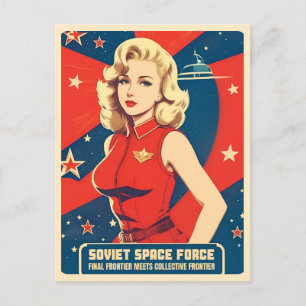 Carte Postale Drôle Guerre froide URSS Humour de course spatiale