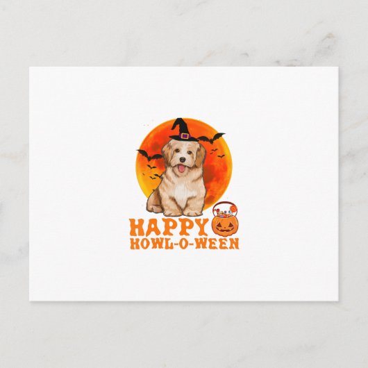 Carte Postale Drôle Halloween Chien Havanais Happy (Devant)