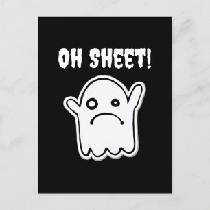 Carte Postale Drôle Halloween Ghost Boite Feuille de jeu Oh Feui