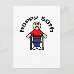 Carte Postale Drôle, "Happy 50th" Mens Walker