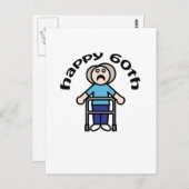 Carte Postale Drôle, "Happy 60th" vieille femme design (Devant / Derrière)