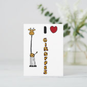 Carte Postale Drôle I Love Giraffes dessin animé (Debout devant)