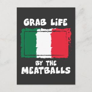 Carte Postale Drôle Idée Cadeau Italien Meatball Italie Drapeau1