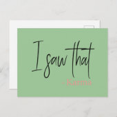 Carte Postale Drôle, j'ai vu ce slogan de citation karma (Devant / Derrière)